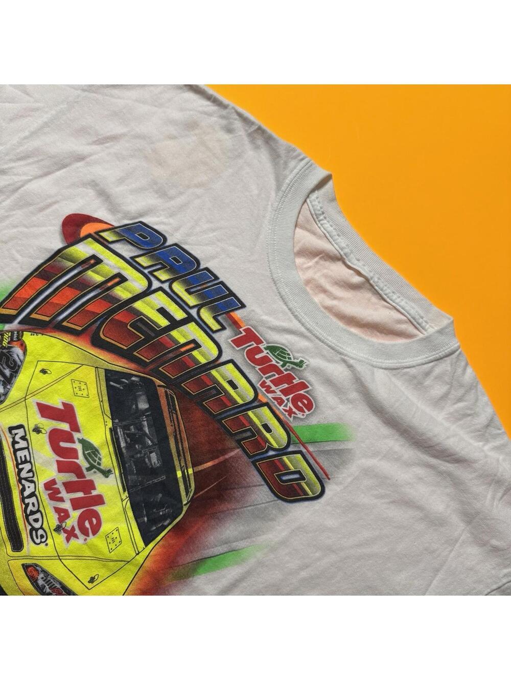 VTG NASCAR Paul Menard Turtle Wax Racing T-Shirt Graphic Tee White Mens Medium